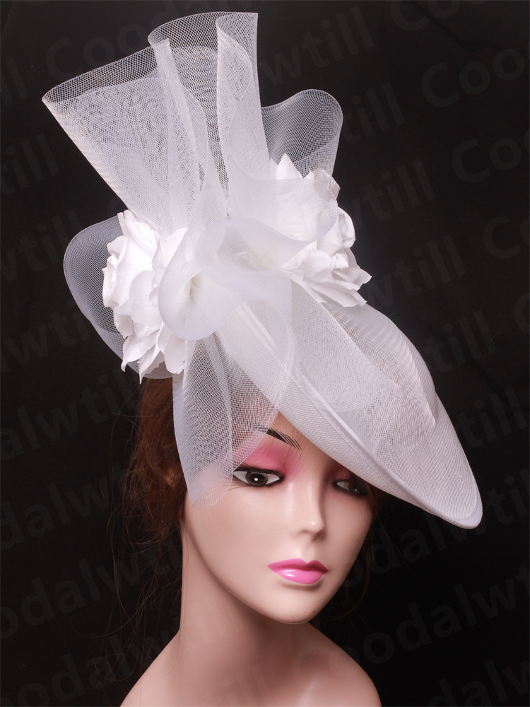 Women'S Fashion Kentucky Derby - 花嫁の結婚式のメッシュ魅惑的な帽子女性ダービー白かぶとケンタッキーダービーレースシャポーキャップフラワーウェディング帽子キャップ