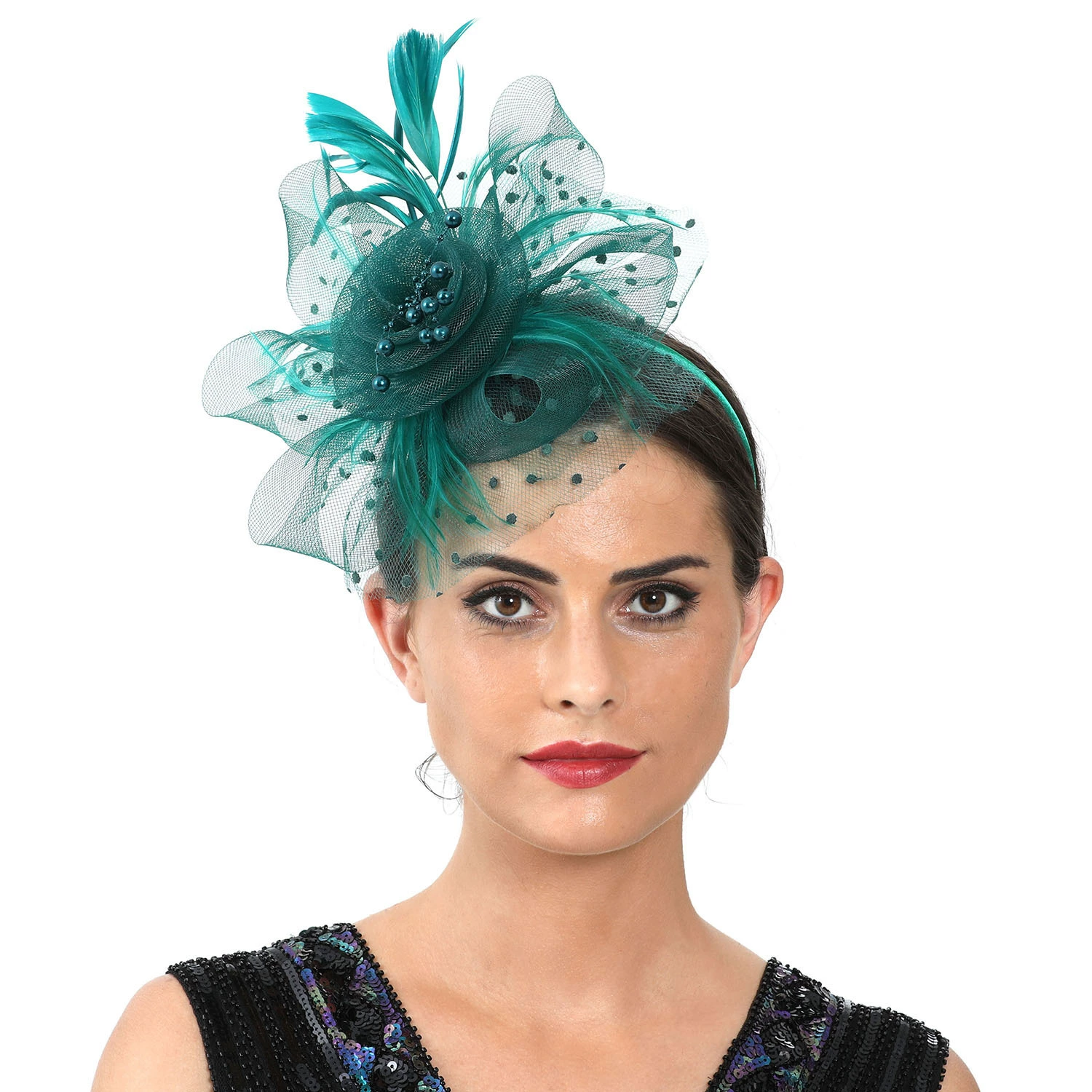 Women'S Fashion Kentucky Derby - エレガントなファシネーターヘッドウェア女性カクテルティーパーティーケンタッキーダービーハットレースデーヘアアクセサリーフラワーチャーチヘッドバンド 2 ピース/ロット