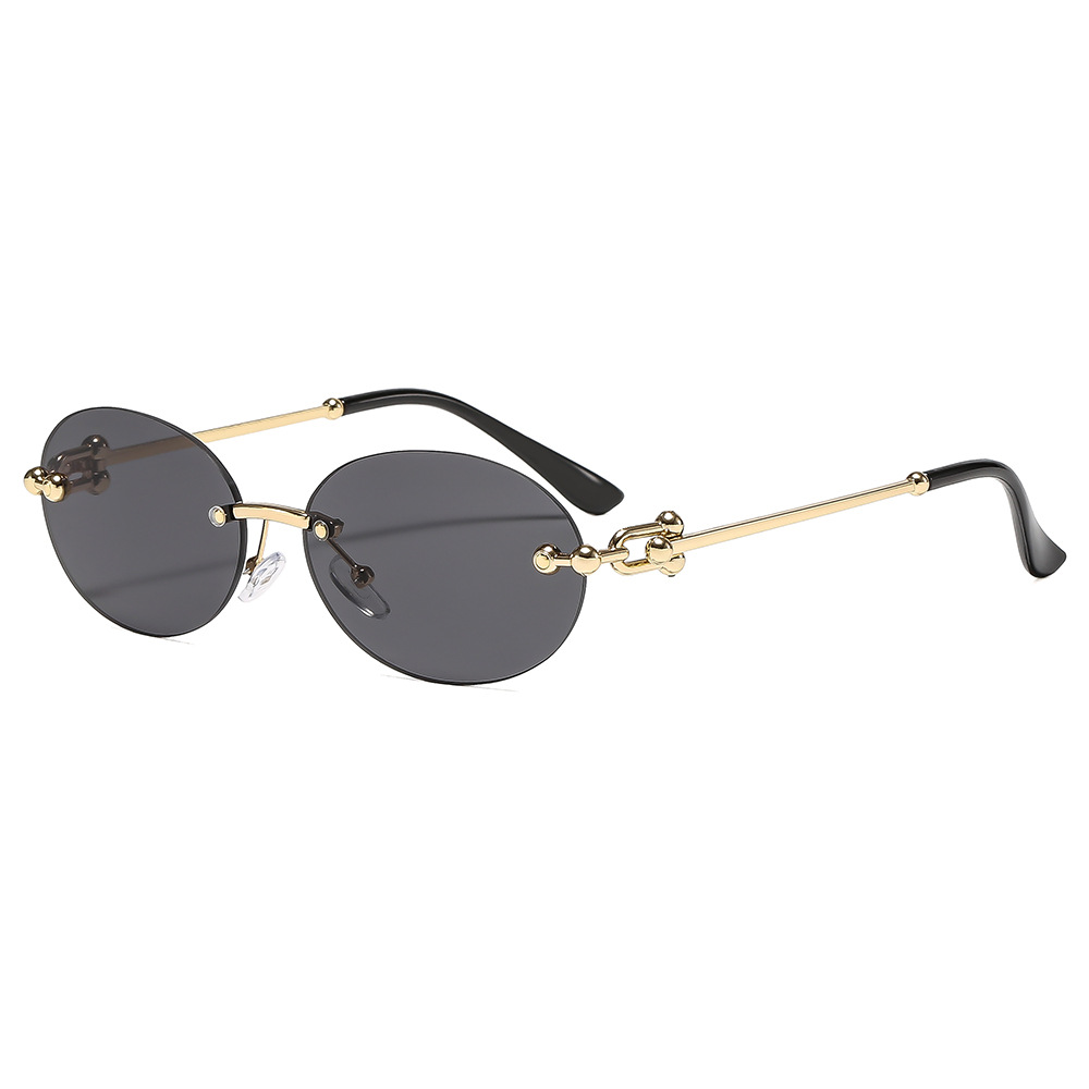 Women'S Fashion Reading Glasses - 新しいメタルフレームレスオーバル女性サングラス高級ブランドデザイン夏の日焼け止めサニー男性ファッションサングラス UV400