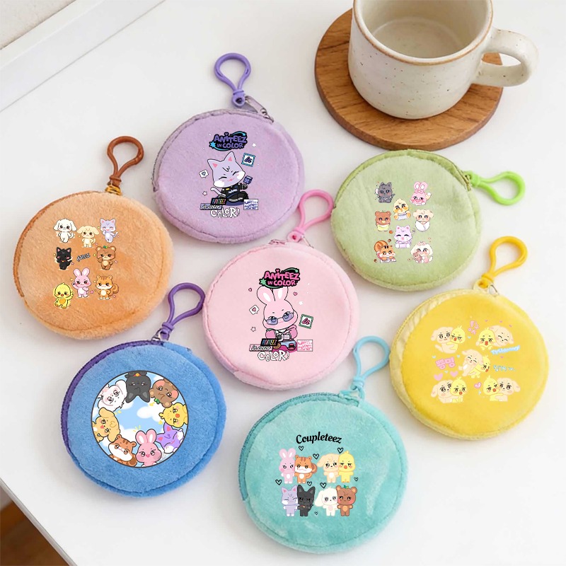 Coin Purse Women - Kpop ATEEZ アイドル小銭入れキーホルダー漫画アニメパターンプリント財布女性男性アウトドアファッションミニ財布キーリングギフト新しい