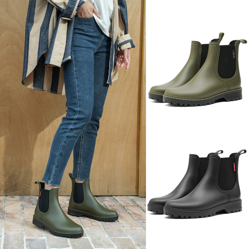 Women'S Fashion Rain Boots - ファッショナブルな女性用ショートノンスリップレインブーツチェルシー防水シューズソリッドカラー多用途ウォーターブーツ女性用