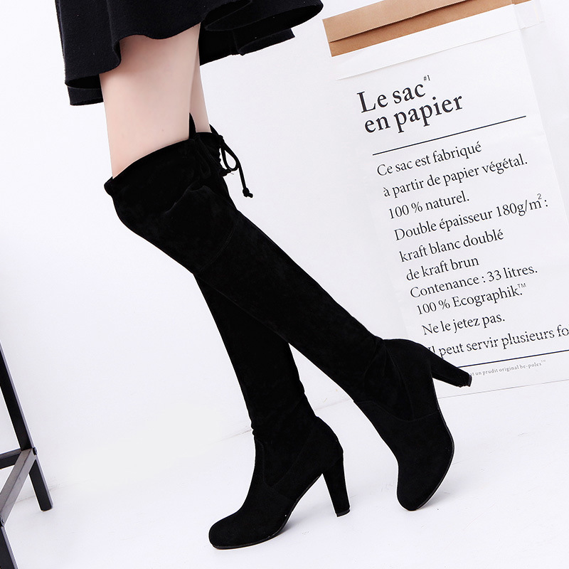 Women'S Fashion Socks - レディースストレッチニーハイブーツ、スリッポンプラットフォームロングブーツ、ファッショナブルなソックブーツ、プラスサイズ、ポインテッドトゥ、ハイヒール