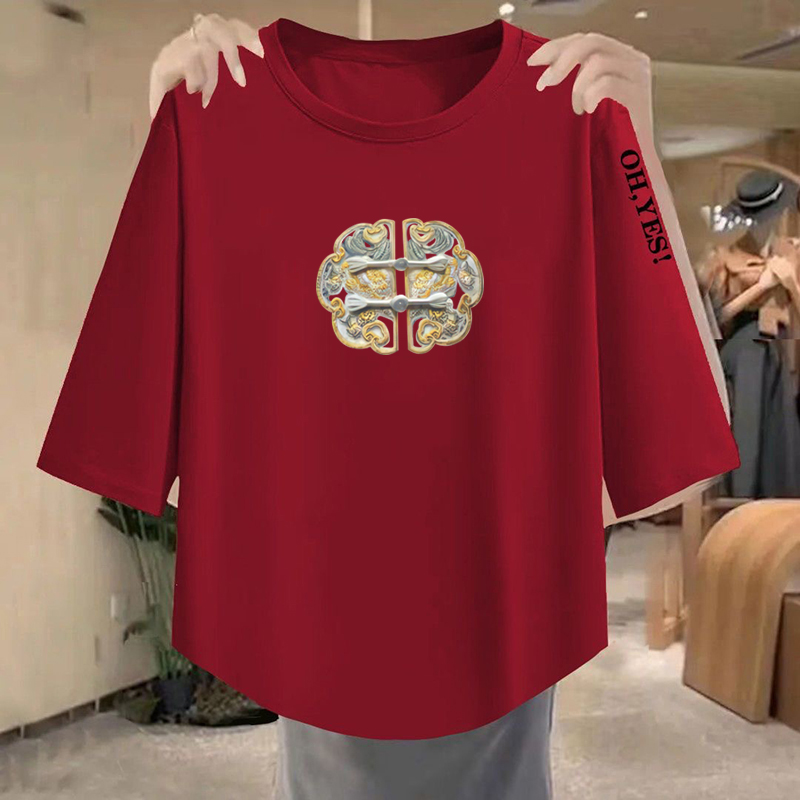 Women Fashion Over 40 - 痩身効果 カジュアル シンプル スタイル Tシャツ 七分袖