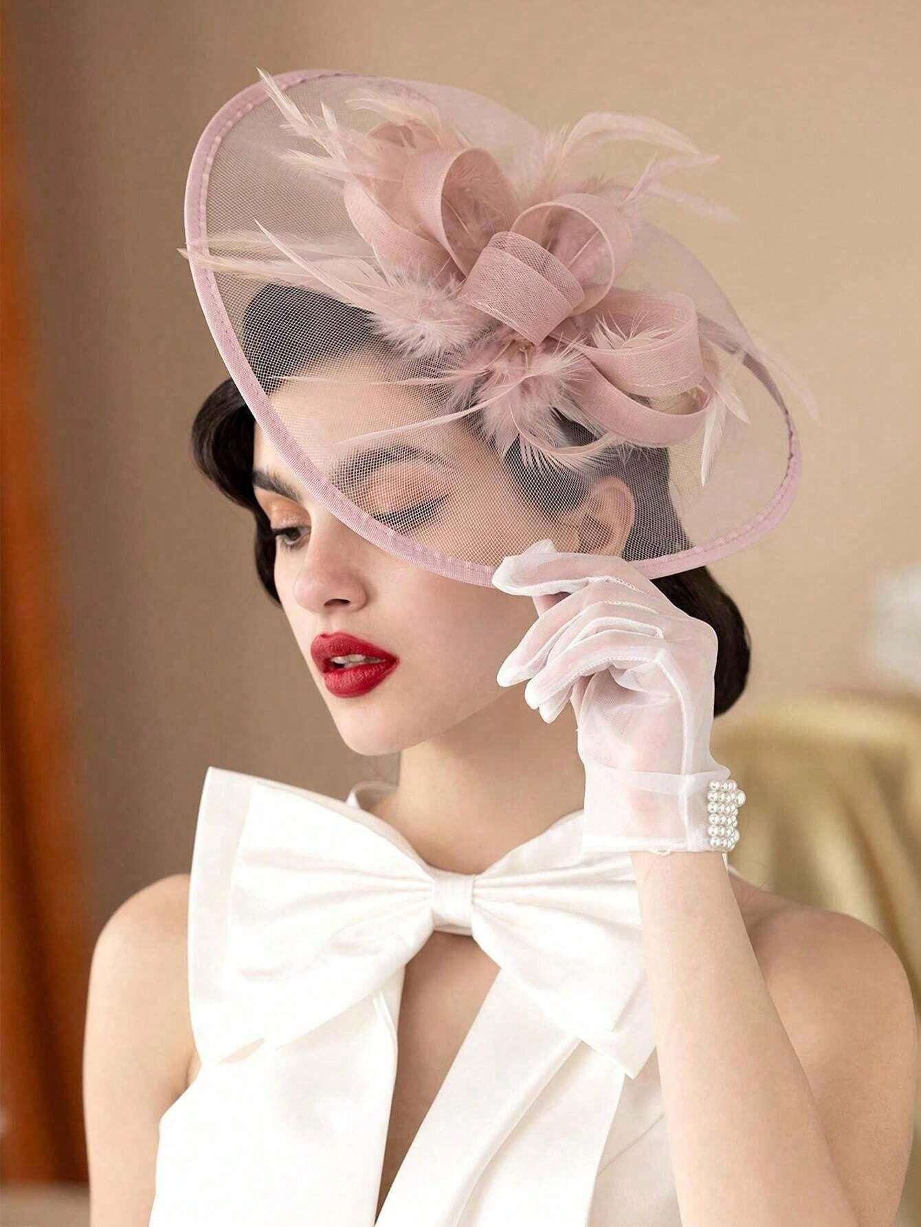 Women'S Fashion Kentucky Derby - 女性のための派手なティーパーティーファシネーター帽子、1924、エレガント、1950s、ケンタッキーダービーハット、花嫁のためのヘアクリップ、結婚披露宴、1個