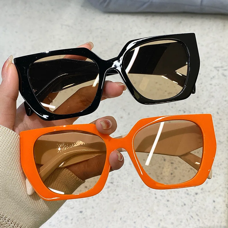Women'S Fashion Reading Glasses - ヴィンテージブランドデザイナーポリゴンサングラス女性男性用高級ファッションサングラストレンディなパンクレディースオレンジビッグシェード
