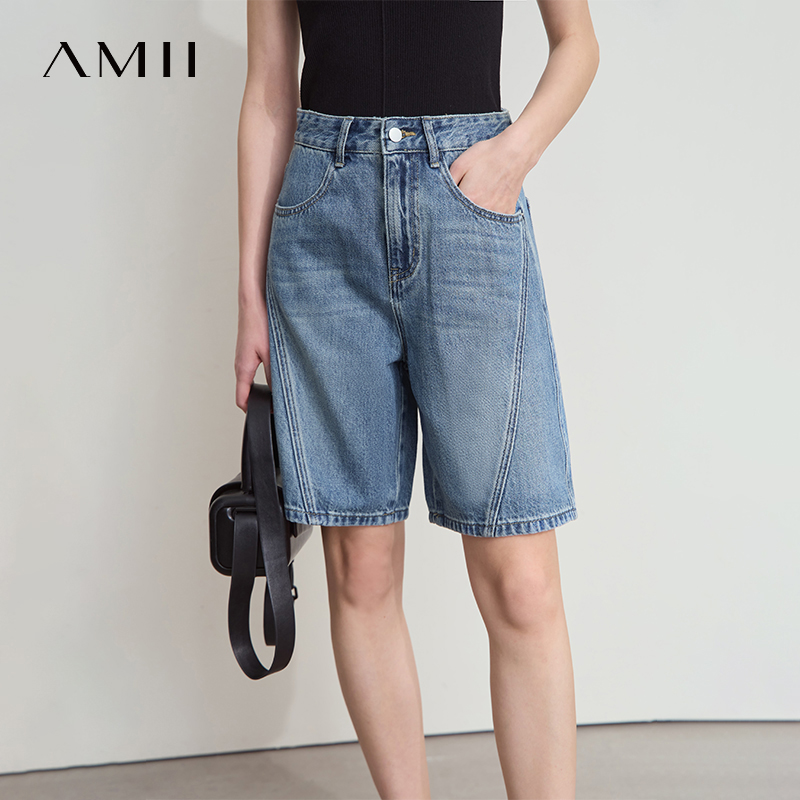Denim Shorts Women - AMII レディースジーンズショートパンツ ミニマリスト 2025 夏新作 コットン