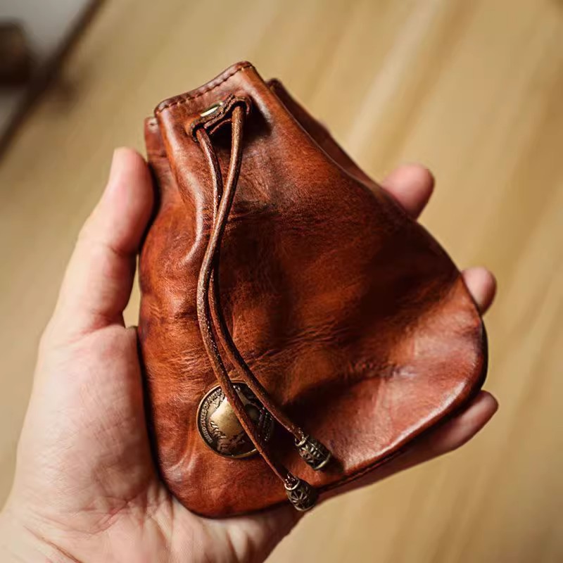 Coin Purse Women - 和風本物のソフトレザー財布ミニ財布キーコインバッグ多機能ウエストパック男性女性手作り