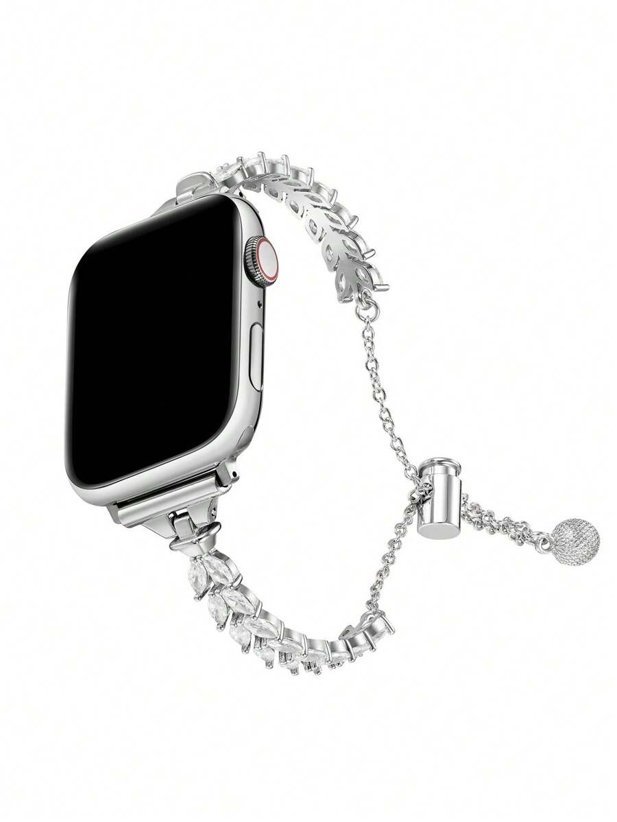 Women Fashion Over 40 - 1pc リーフラインストーンブレスレットバンド Apple Watch 38/40/41/42/44/45/46/49mm と互換性あり、Apple