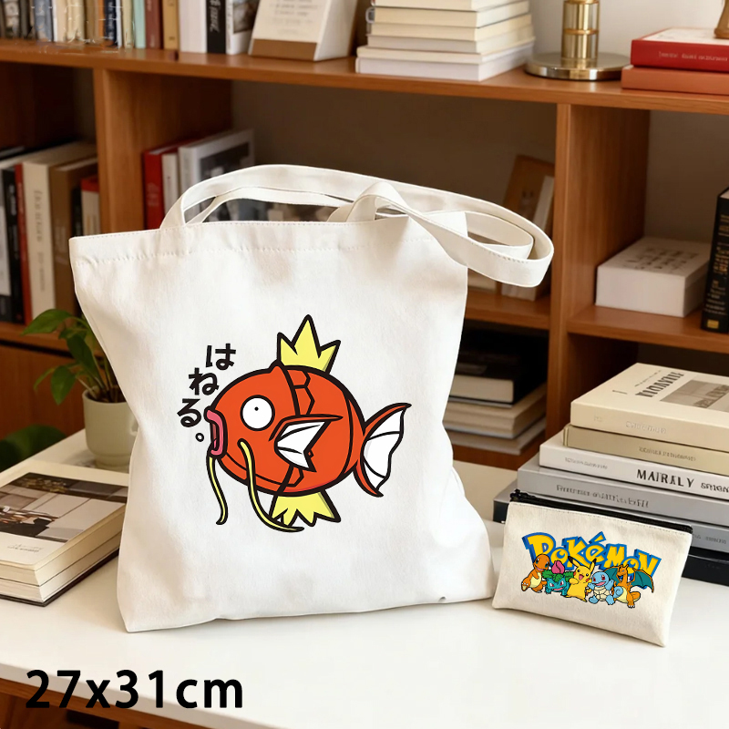 Coin Purse Women - 2個セット ポケモン キャンバスバッグとコインケースセット 可愛い漫画アニメフィギュア ショルダーバッグ メンズ