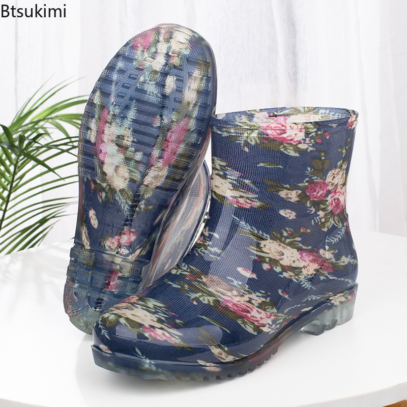 Women'S Fashion Rain Boots - ファッション女性の防水レインブーツ暖かいフリース裏地付きアンチスリップキッチン作業靴快適な屋外レインシューズショートブーツ