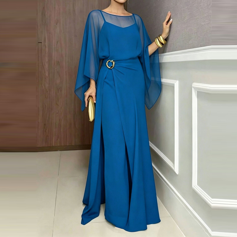 Women'S Fashion Vintage Off Shoulder Long Sleeve Jumpsuit - エレガントなOネックカバーアッププレイスーツ、オフショルダーロンパース、レディースファッションシフォンオーバーオール、長袖無地ワイドレッグジャンプスーツ