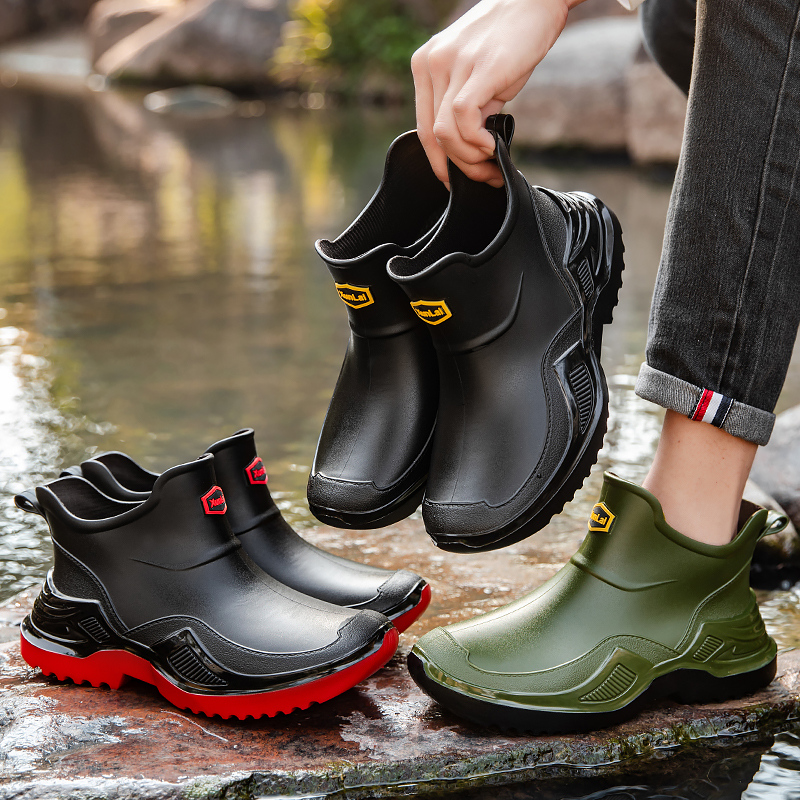 男性と女性向けのファッショナブルなショートレインブーツ、秋と - Women'S Fashion Rain Boots のレビューと価格
