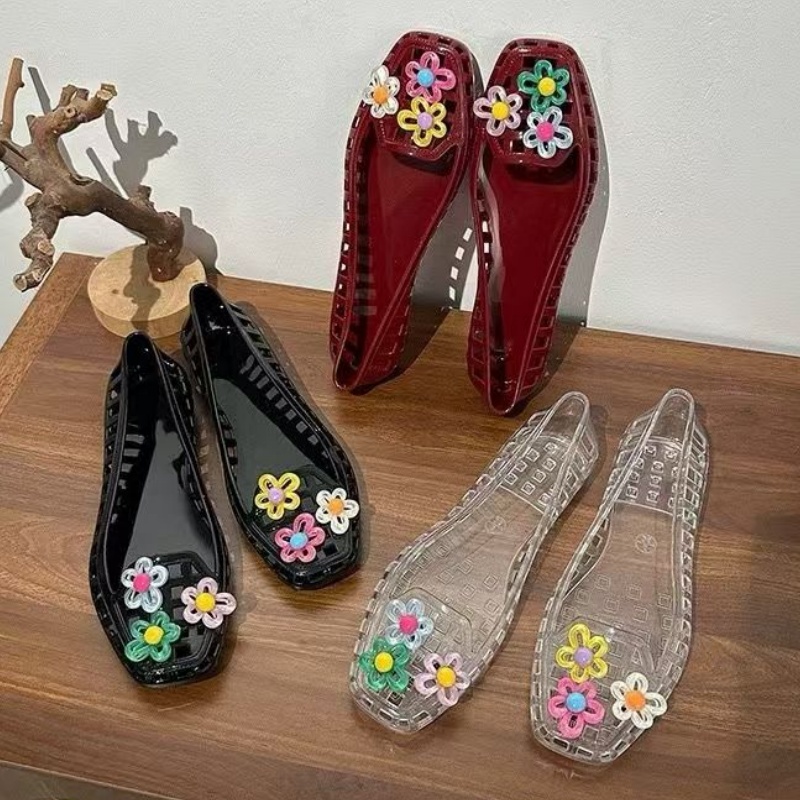 中空かわいいドーパミンシューズシックな手作りフラワーゼリーシ - Women Fashion Store のレビューと価格