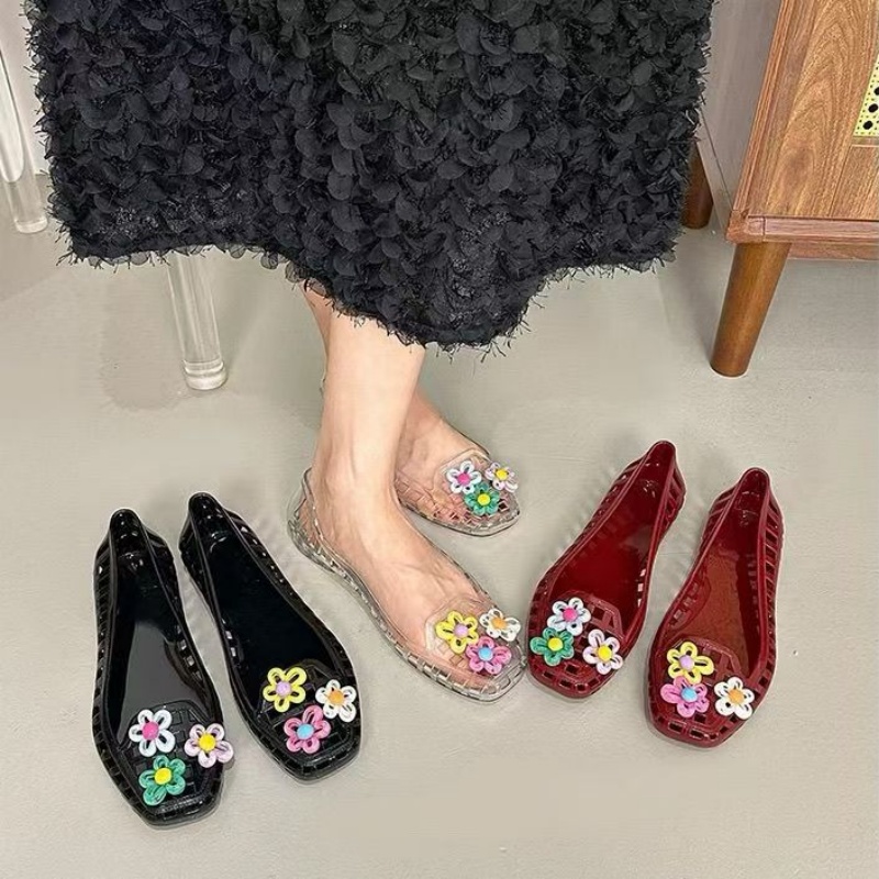 中空かわいいドーパミンシューズシックな手作りフラワーゼリーシ - Women Fashion Store のレビューと価格