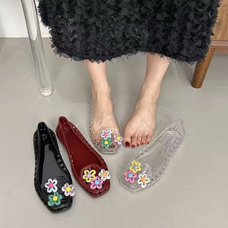 中空かわいいドーパミンシューズシックな手作りフラワーゼリーシ - Women Fashion Store のレビューと価格
