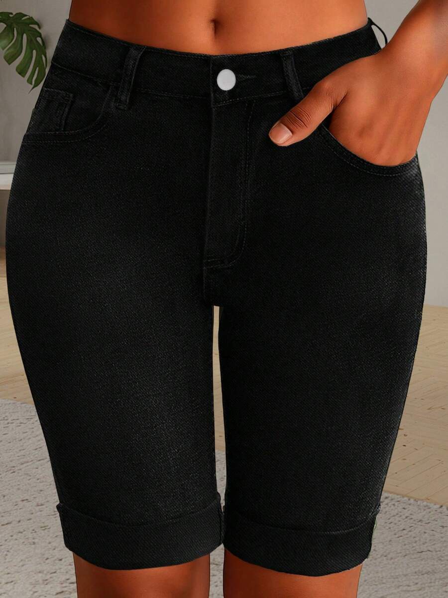 レディース ウォッシュド ストレッチ スキニー サイクリング - Denim Shorts Women のレビューと価格