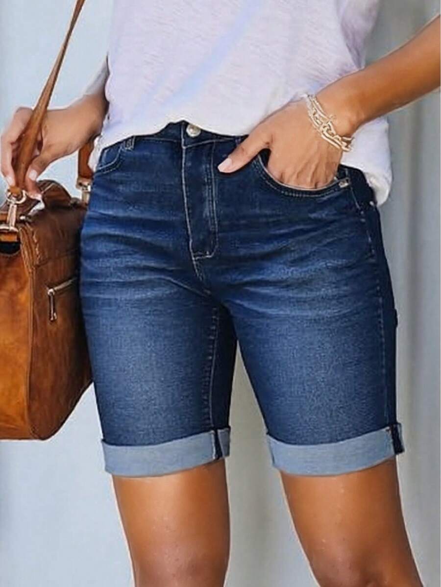レディース ウォッシュド ストレッチ スキニー サイクリング - Denim Shorts Women のレビューと価格