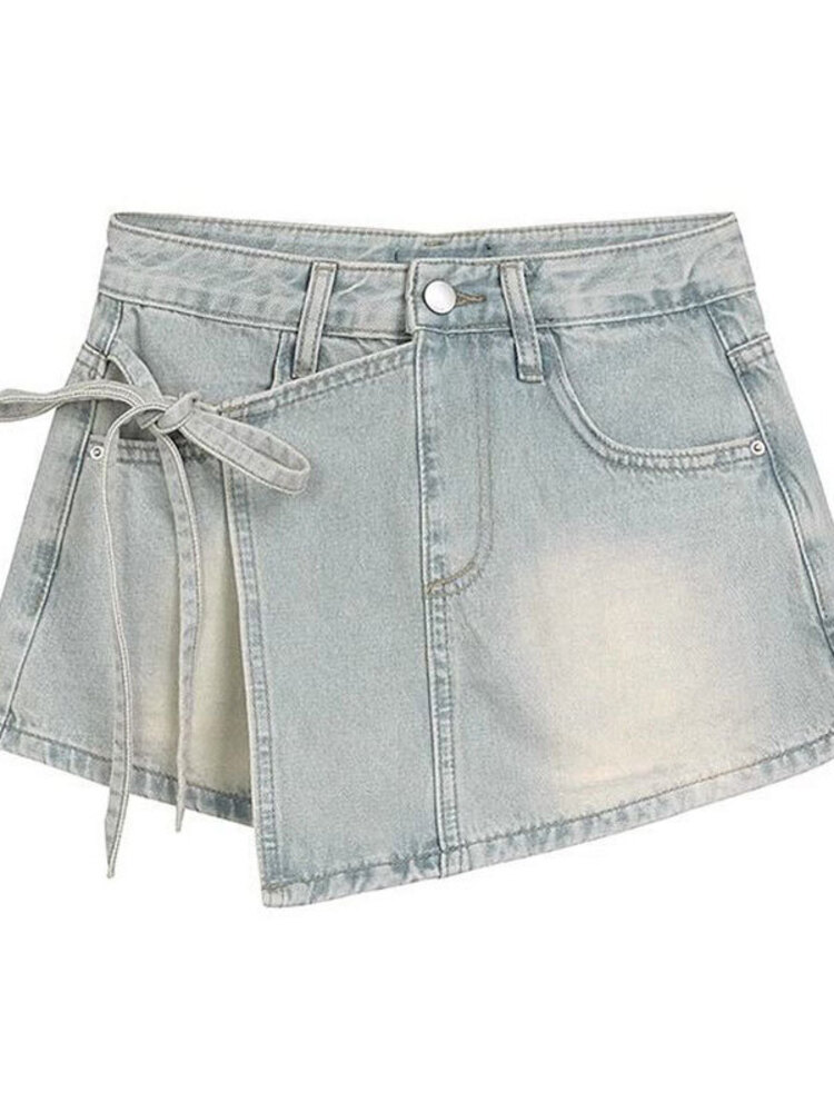 レディース ハイウエスト デニムスコート ライトブルーウォッ - Denim Shorts Women のレビューと価格