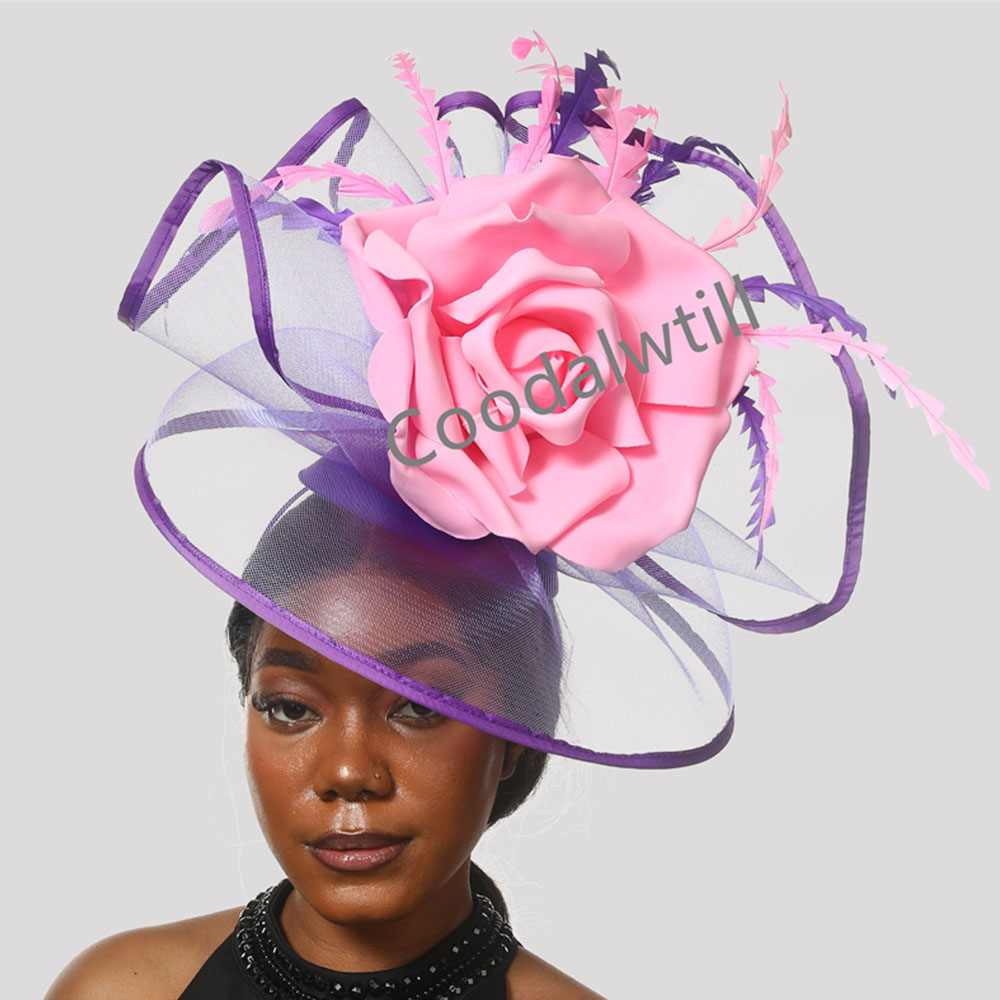 女性のための日焼け止めの大きな帽子、教会の大きな花のヘッドピ - Women'S Fashion Kentucky Derby のレビューと価格