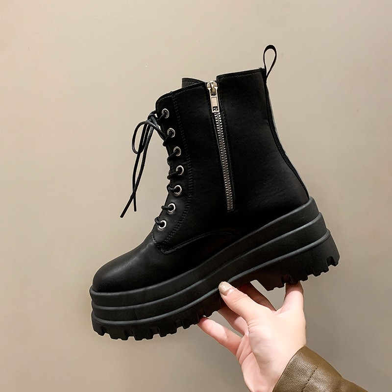 秋冬新サイドジッププラットフォームシングルブーツレディースフ - Women'S Fashion Socks のレビューと価格