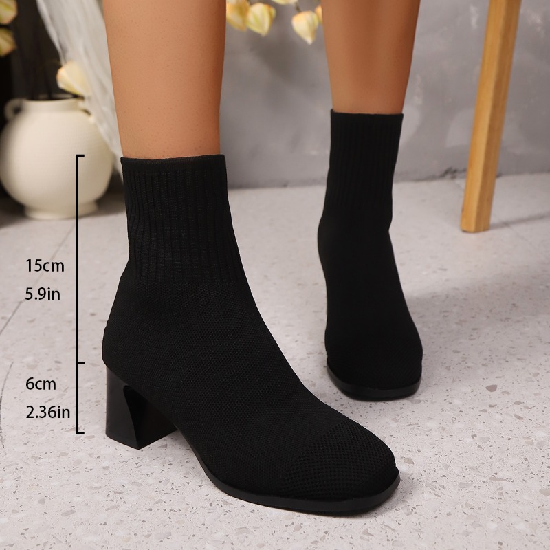 女性のアンクルブーツニットヒールハイヒール春秋と冬モデルベー - Women'S Fashion Socks のレビューと価格