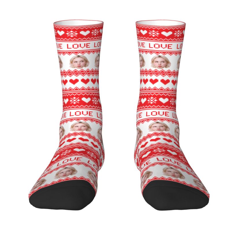 クリスマスパーソナライズされたカスタム顔写真ドレスソックスメ - Women'S Fashion Socks のレビューと価格