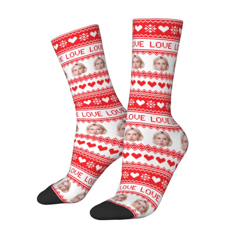 クリスマスパーソナライズされたカスタム顔写真ドレスソックスメ - Women'S Fashion Socks のレビューと価格