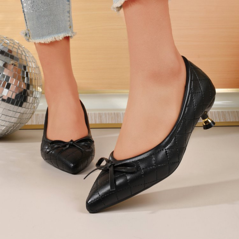 ヴィンテージ レディース ポインテッドトゥ ボウ キトゥンヒ - Women Fashion Store のレビューと価格