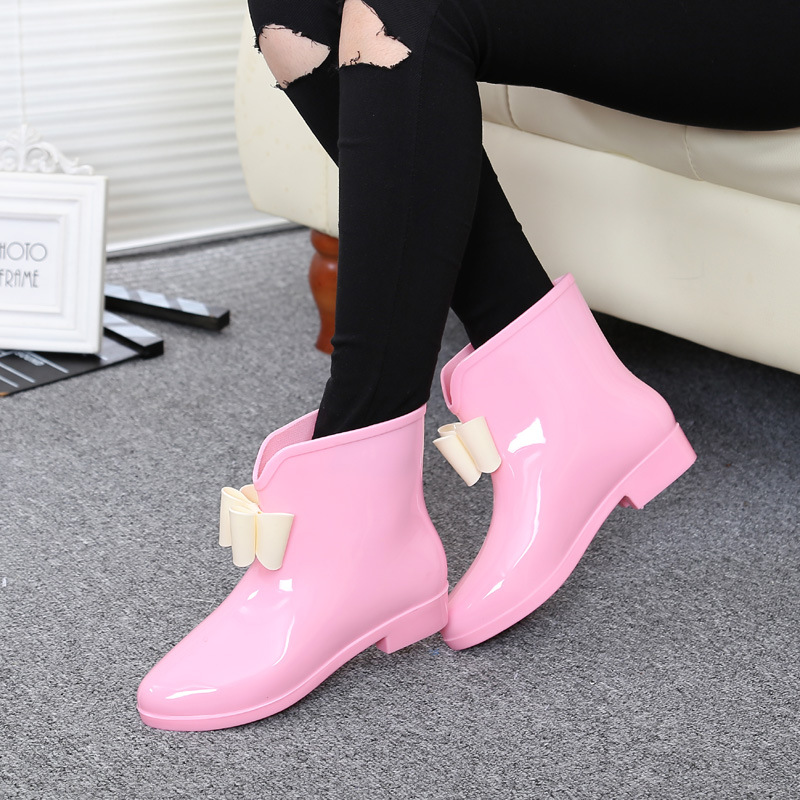 女性用蝶ネクタイ付きブーツ,足首までの長さのレインボーブーツ - Women'S Fashion Rain Boots のレビューと価格