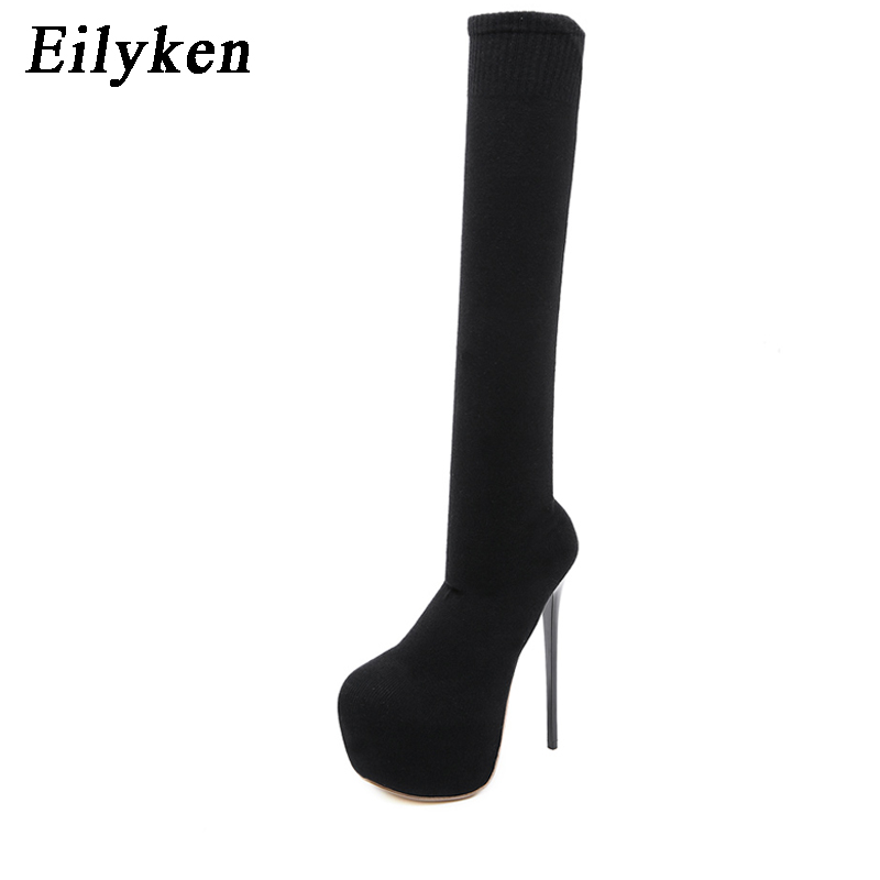 Eilyken-膝上ストレッチプラットフォーム生地,女性用ブ - Women'S Fashion Socks のレビューと価格