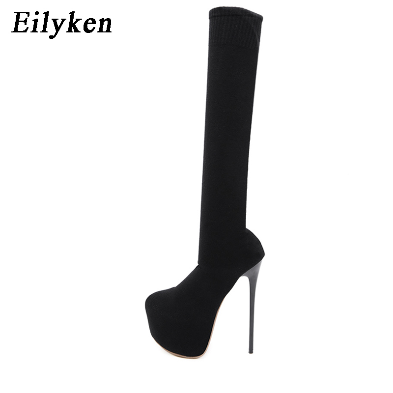 Eilyken-膝上ストレッチプラットフォーム生地,女性用ブ - Women'S Fashion Socks のレビューと価格