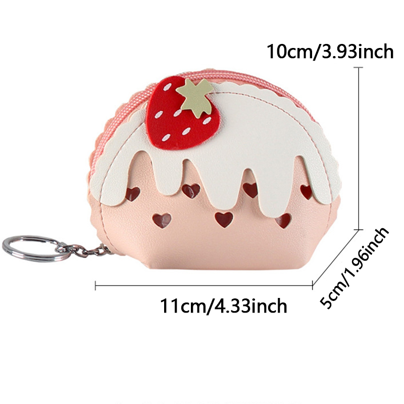 かわいいイチゴアイスクリーム柄ミニコインケース、小銭入れ、レ - Coin Purse Women のレビューと価格