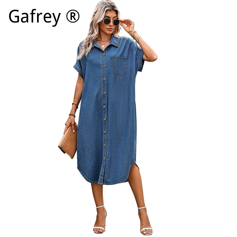 レディースプラスサイズ4XL 5XLデニムワンピースボタンフ - Denim Shorts Women のレビューと価格