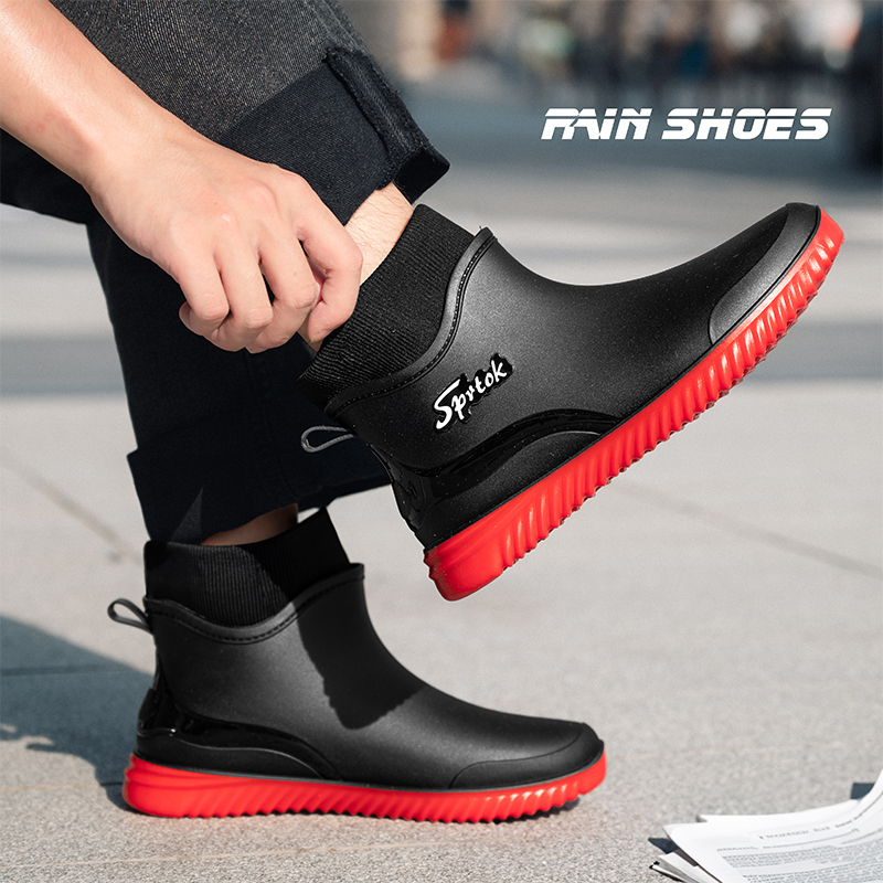 男性と女性のためのアンクルレインブーツ,滑り止め,耐久性のあ - Women'S Fashion Rain Boots のレビューと価格