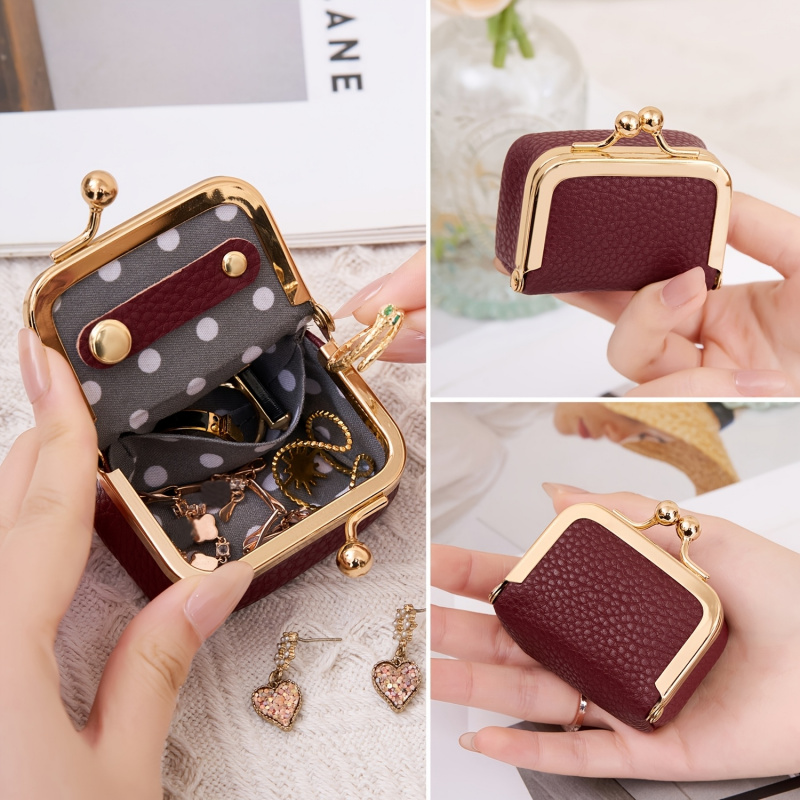 ミニレザーコインケース – ゴールドクラスプ付き、女性用の小 - Coin Purse Women のレビューと価格