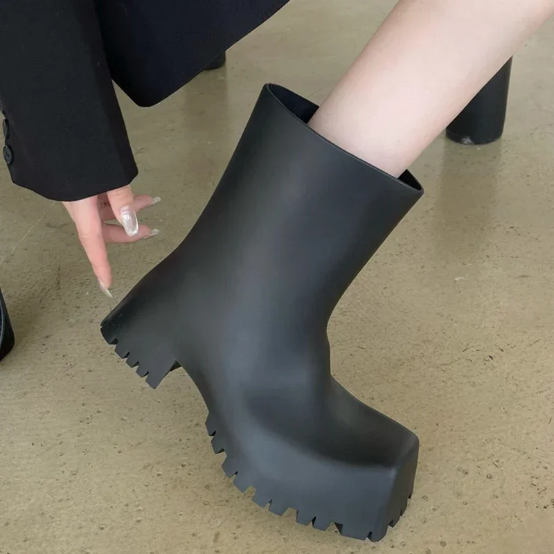 高品質ソフトレザー PU アンクルブーツ女性ファッション防水 - Women'S Fashion Rain Boots のレビューと価格