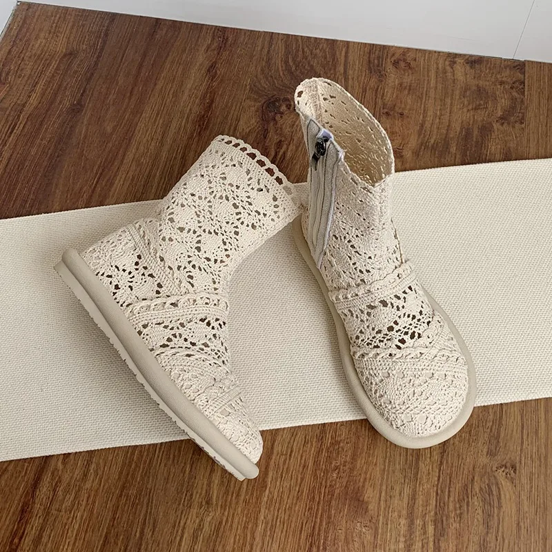 2026 夏ブーツ通気性メッシュ夏の女性のフラット手作り婦人 - Women'S Fashion Socks のレビューと価格