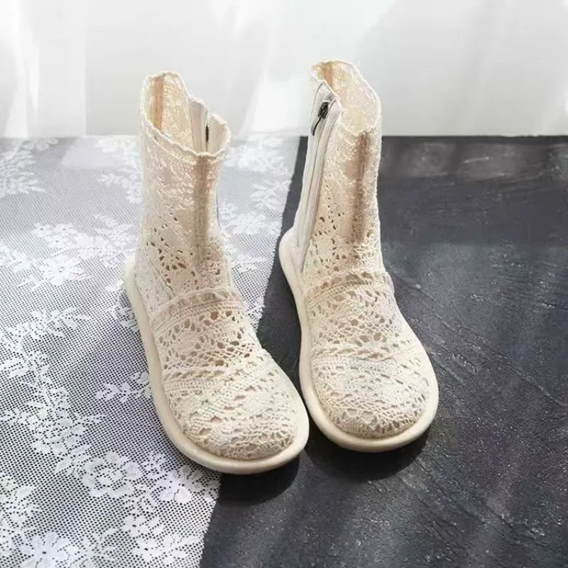 2026 夏ブーツ通気性メッシュ夏の女性のフラット手作り婦人 - Women'S Fashion Socks のレビューと価格