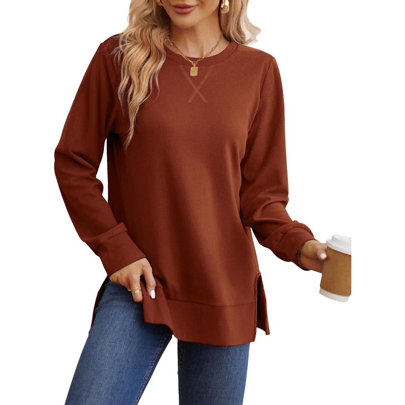 レディーススウェットシャツ サイドスリット 秋ファッション  - Women Fashion Open Now のレビューと価格