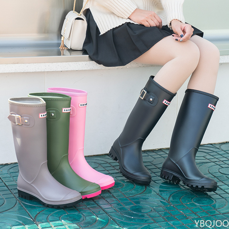 女性用の膝丈のゴム製レインブーツ,透明な滑り止めの防水PVC - Women'S Fashion Rain Boots のレビューと価格
