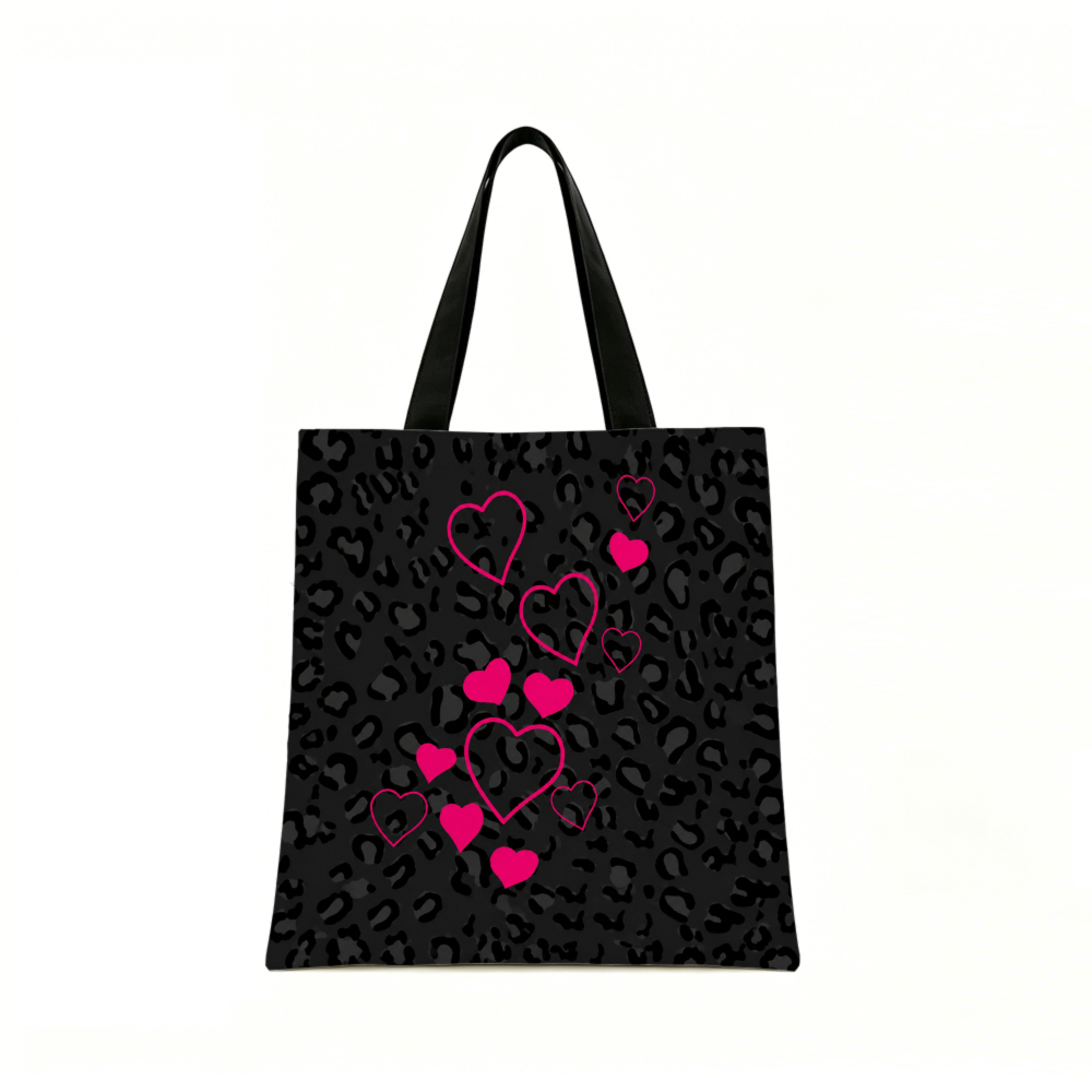 黒のレオパード柄とピンクのハート柄のトートバッグとお揃いのコ - Coin Purse Women のレビューと価格