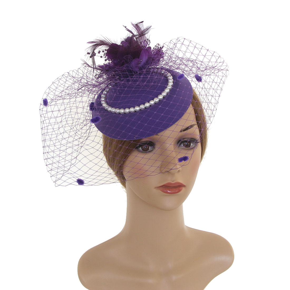 女性用フェザーファシネーターハット、ベール付き、パール付きス - Women'S Fashion Kentucky Derby のレビューと価格