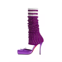 バタフライコンツスクエアトゥニーハイ女性サンダルソックスブー - Women'S Fashion Socks のレビューと価格